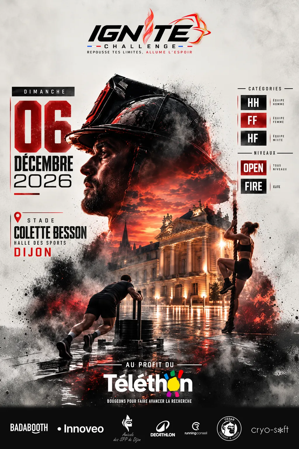 Affiche officielle de l'IGNITE Challenge, dimanche 6 décembre 2026 au stade Colette Besson à Dijon